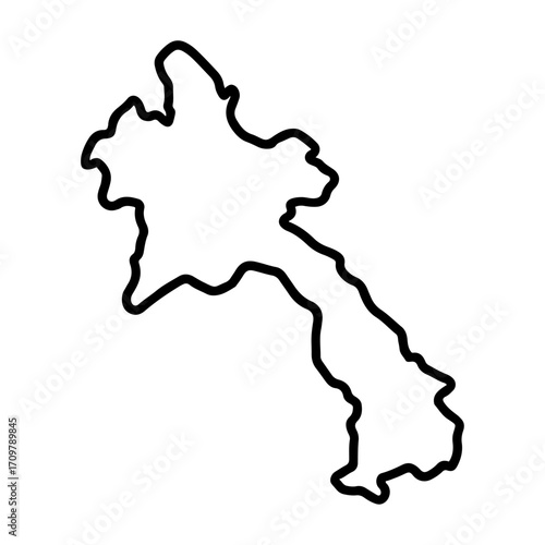Laos country outline in a thick line drawing style, black and white