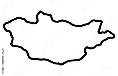 Mongolia country outline in a line style