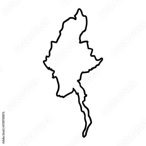 Myanmar country outline in a minimalist style