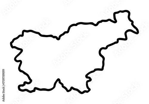 Slovenia country outline in a simple line art style