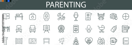 Parenting Icon Set for Childcare, Family Life, and Baby Essentials UI Design