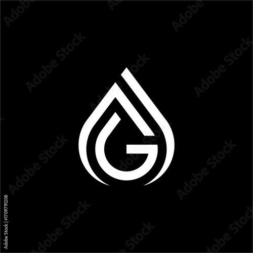 An elegant and clean AG monogram shaped like a water drop. Its modern and fluid design is ideal for companies focused on beverages, wellness, or environmental solutions.