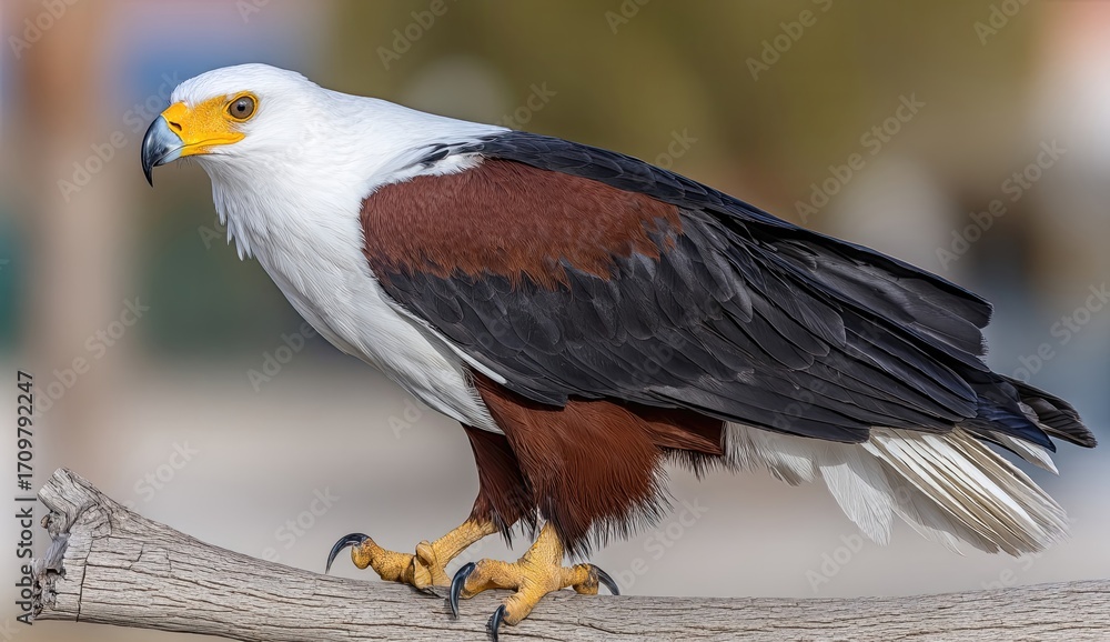 Obraz premium White-backed sea eagle perched on a branch