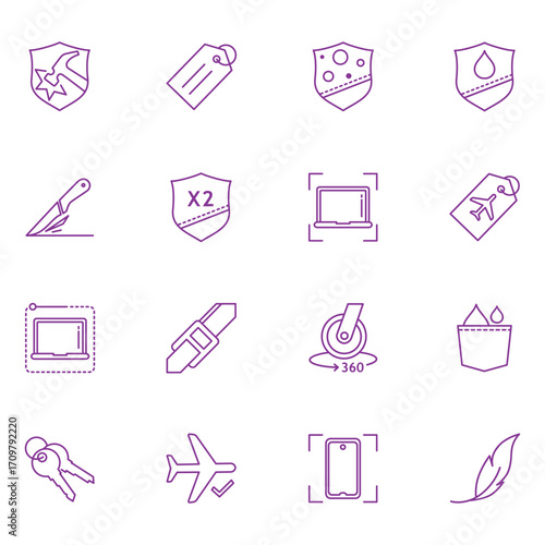Vászonkép A modern carry-on luggage bag icon set, vector icons