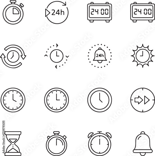 Time and clock icons set