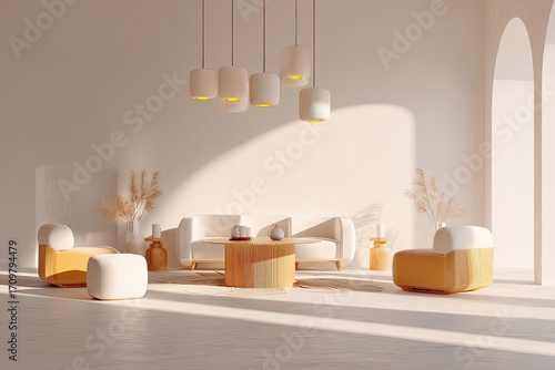 Wallpaper Mural Minimalist, sunlit living room Torontodigital.ca