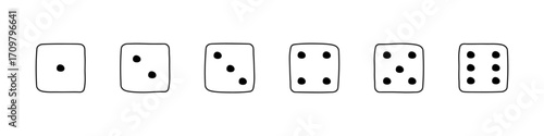 Dice vector set. Die sign set. Casino dice cube. Gambling die vector set. Play dice game.