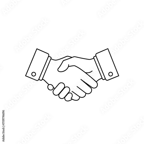 Handshake icon — simple line art vector