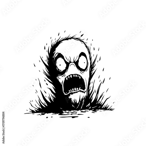 Expressive monochrome sketch of an enraged character with furious expression and chaotic aura