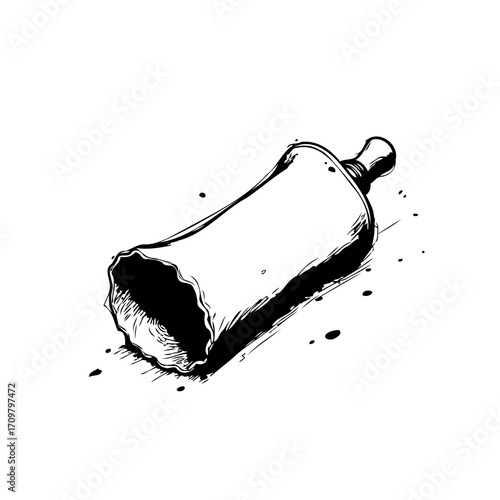 Hand drawn baby bottle illustration suggesting infant care motherhood symbol nourishment and