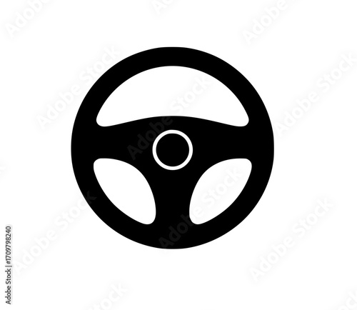 Black steering wheel icon with three spokes