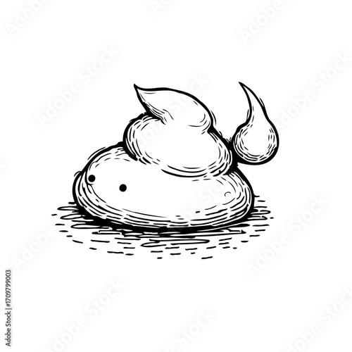 Hand drawn whimsical poop with funny face a humorous expression design and playful attitude
