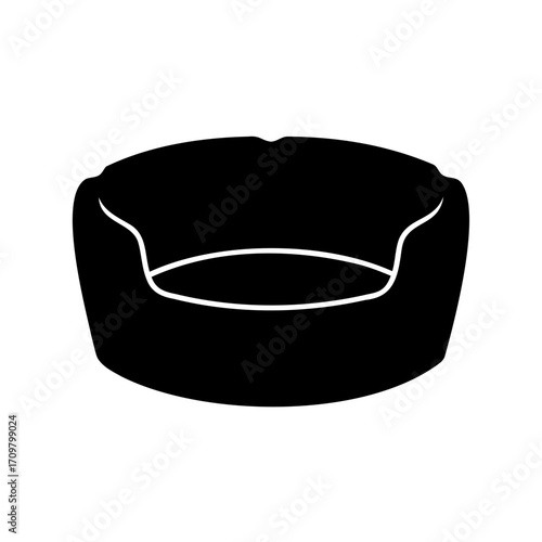 Minimalist Black and White Illustration of a Round Lounger for Comfort and Relaxation