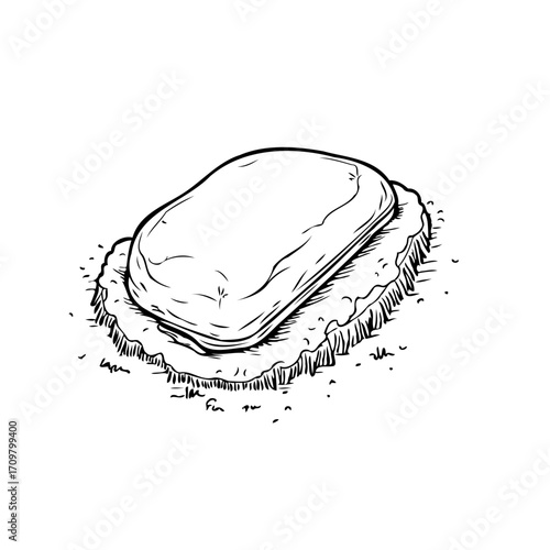 Hand-drawn illustration portraying hygiene featuring a bar of soap resting on a sponge for