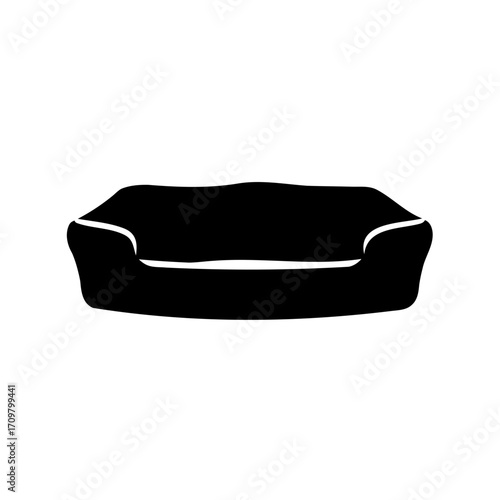 Silhouette of a modern style couch offering comfortable seating in black and white