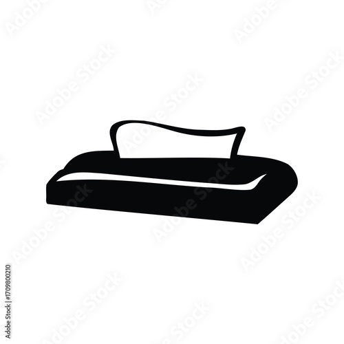 Simple black and white image of a box of tissues ready to use