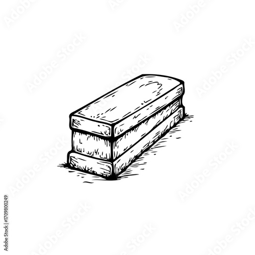 Illustration of a chalkboard eraser depicting classroom cleaning tools showcasing school equipment