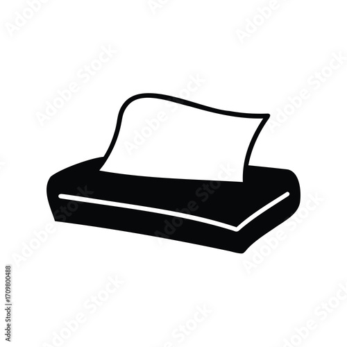 Minimalist illustration of a tissue box dispenser with one tissue sticking out