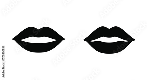 Two black silhouette lips icons displayed on a plain white background