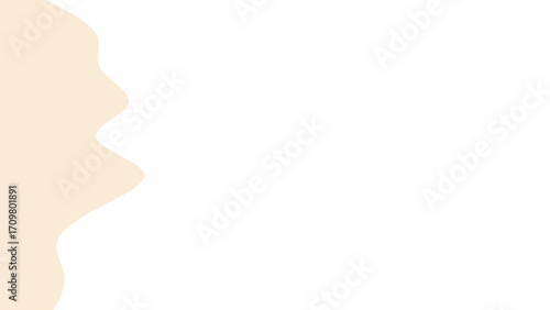 Abstract wavy beige shape creating a modern, clean border on a white background. Ideal for minimalist designs, presentations, and copy space.