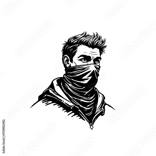 Intense gaze of mysterious man in shadowed portrait evoking intrigue and suspenseful atmosphere
