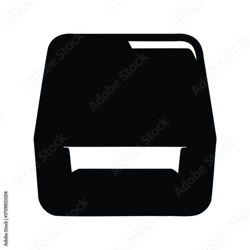 Black and white icon of a food container or lunch box design