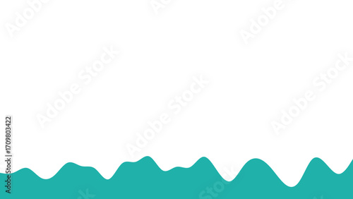 Minimalist teal wavy bottom on white. Perfect for abstract backgrounds, web design, presentations, or modern graphic resources with copy space.