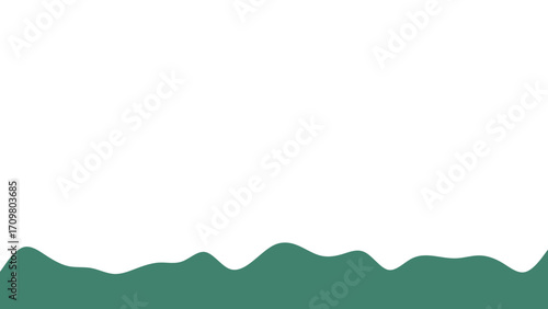 Minimalist green wavy shape resembling rolling hills on a white background. Ideal for nature, graphic design, or tranquil concept visuals.
