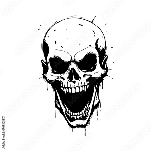 Intricate skull illustration: a monochrome depiction symbolizing mortality confronting ephemeral