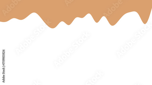 Abstract brown wavy liquid shape with white copy space, perfect for food, beverage, cosmetic, or branding designs and backgrounds.