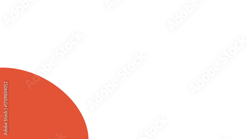 Minimalist abstract background featuring a vibrant orange-red quarter circle on a clean white field, ideal for design, branding, or text overlay.
