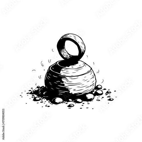 Intriguing stacked sphere illustration showcasing gravity defiance and whimsical abstract stone