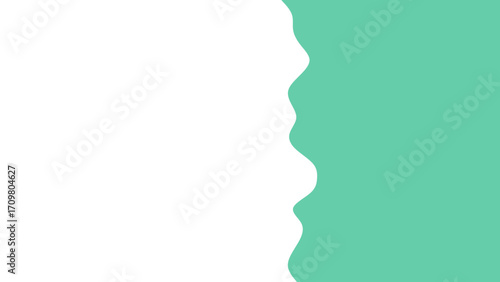 Clean, organic wavy line separates bright white and soft teal green, creating a refreshing, minimalist graphic background.