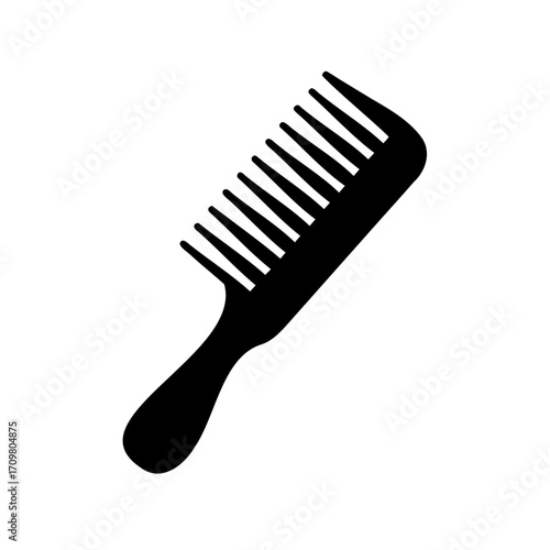 Isolated silhouette of a comb with wide teeth on a white background
