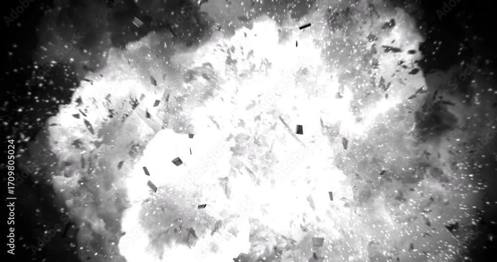 Dynamic fiery explosion with orange flames and smoke. Vfx explosion element.