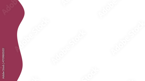 Modern abstract background featuring a smooth, wavy burgundy shape on a clean white backdrop, ideal for design, presentations, and digital content.