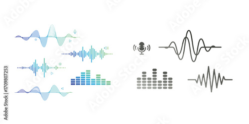 Podcast show audio identity kit with sleek waveform graphics. Modern branding package for media and content creators.

