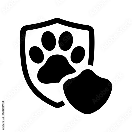 Pet Protection Shield with Paw Print Symbolizing Safety and Security