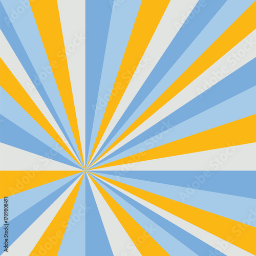 Pattern created from blue, yellow and white triangles radiating from the left lower intersecting point on the rule of thirds grid