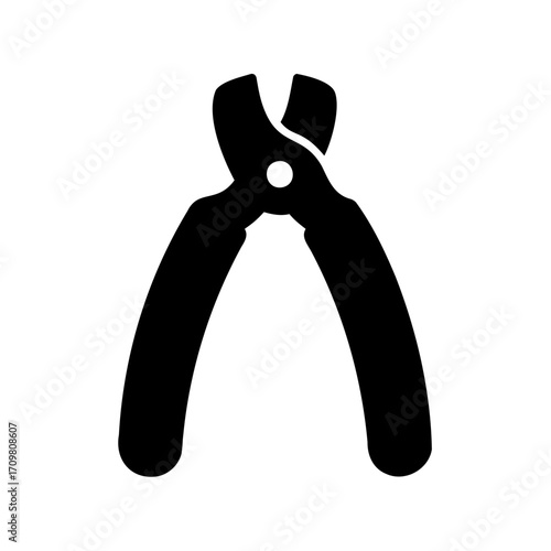 A simple monochrome vector graphic of pliers with a hinge detail
