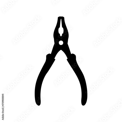 Black silhouette illustration of pliers used for gripping and cutting materials