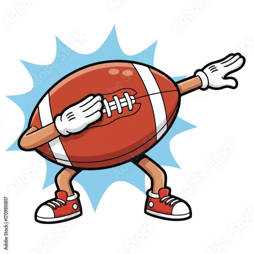 Cartoon football doing the dab dance.
