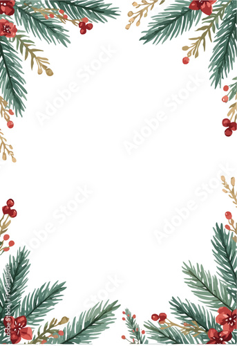 christmas frame with fir branches