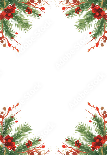 christmas frame with fir branches