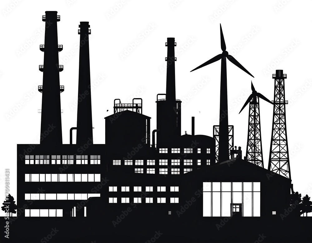 Obraz premium Industrial complex silhouette design