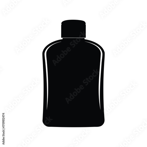 Black silhouette of a bottle for liquid soap or lotion on white