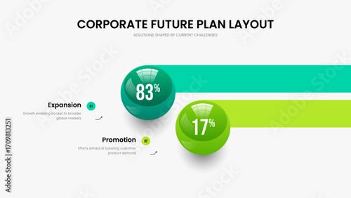Investor Forecast 2 Element Diagram Slide Template. Medical Briefing Slideshow Layout Vector Illustration. Market Development Two Step Graph Frame Design.