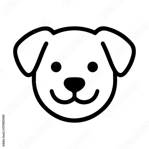 Cute dog face line art icon in black and white