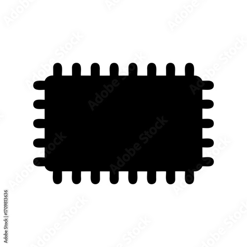 Simplified Microchip IC Integrated Circuit Illustration with Pins on White Background