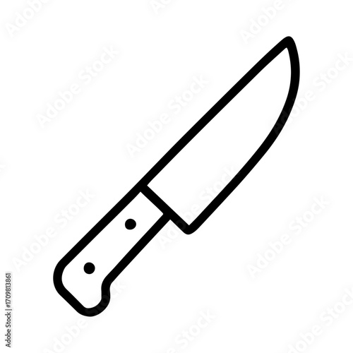 Chef's kitchen knife line icon in black and white